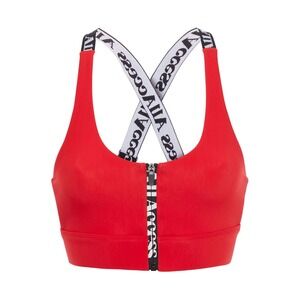 All‎ Access Sports Bra Red Zip Front Criss Cross Straps Activewear Top
